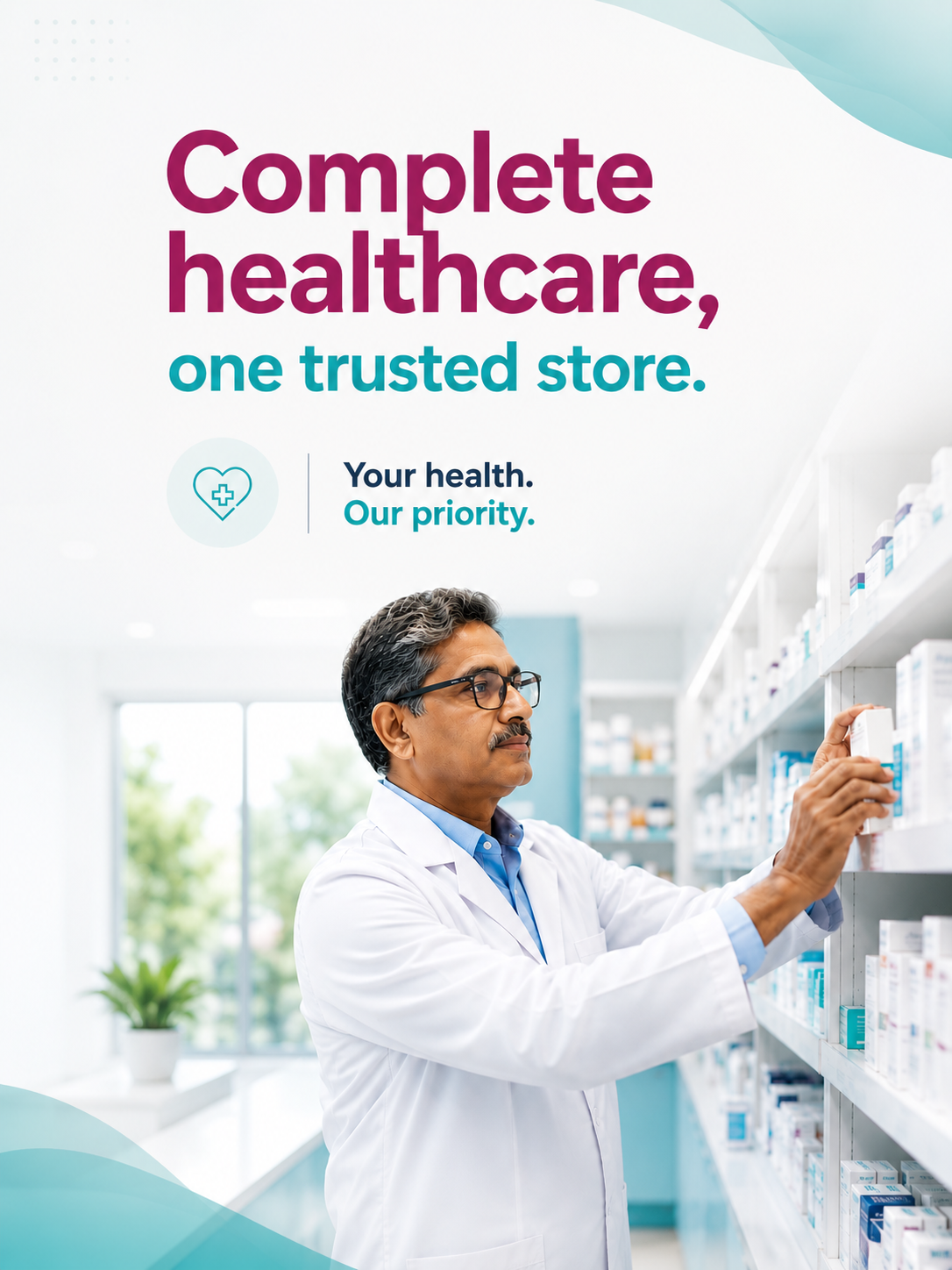 Friendly pharmacist helping a customer